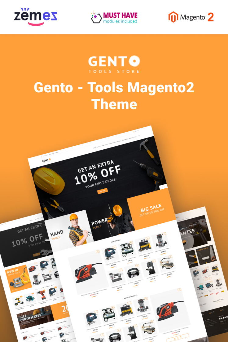 Gento - Hand Tools Store Design Magento Theme #74916