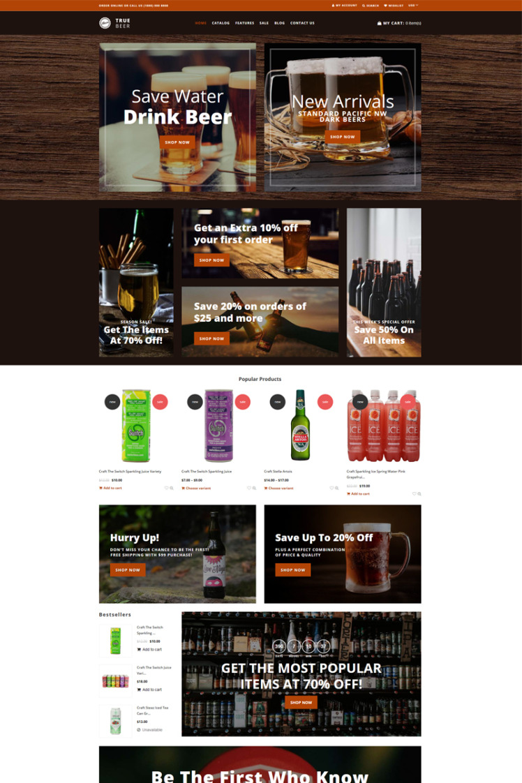 TrueBeer Stylish Functional Bootstrap Shopify Theme