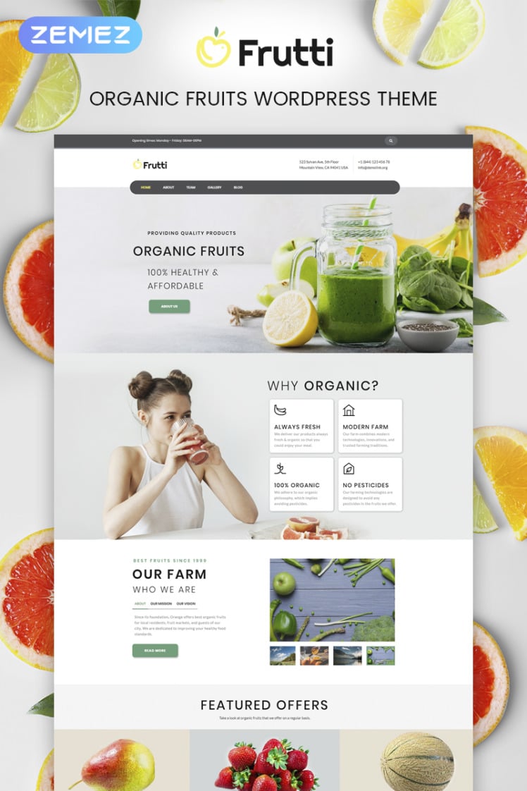 Frutti Organic Food Multipurpose Classic WordPress Elementor Theme