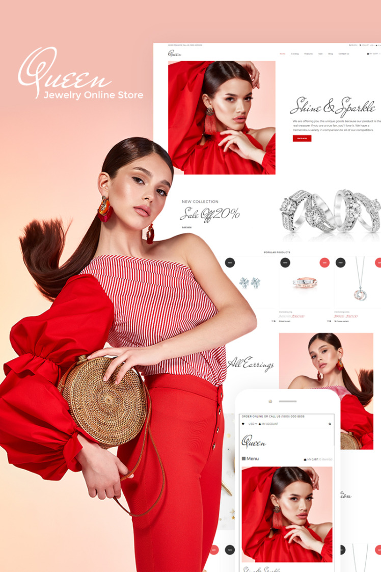 Queen Jewelry Clean Online Store Shopify Theme #75795