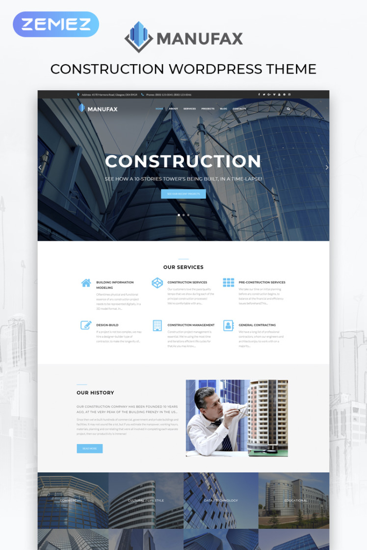 Manufax Construction Multipurpose Creative Elementor WordPress Theme