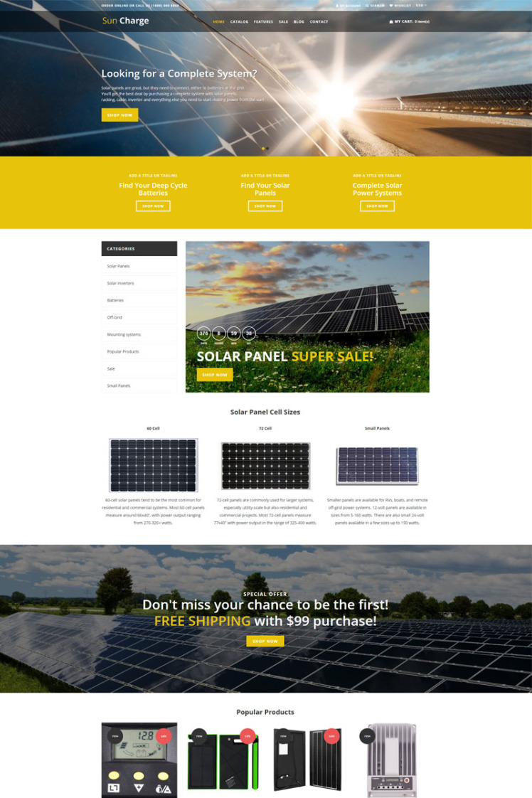 Sun Charge Industrial Multilanguage Futuristic Shopify Theme #76187