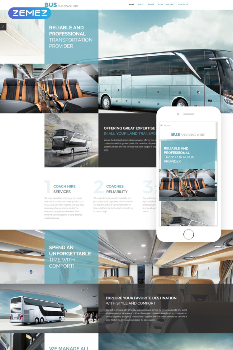 Bus and Coach Hire Transportation Minimalistic Joomla Templates