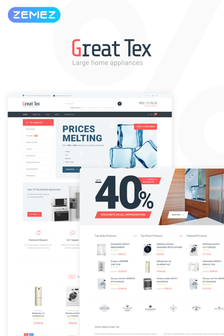 Great Tex Home Appliances Online Store Multipurpose Clean Elementor WooCommerce Themes