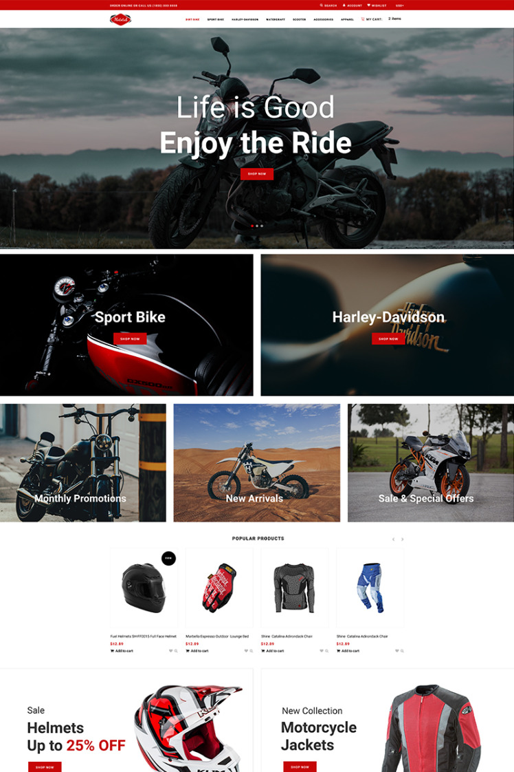 Mototab Cars Motorcycle Modern Shopify Theme #76275