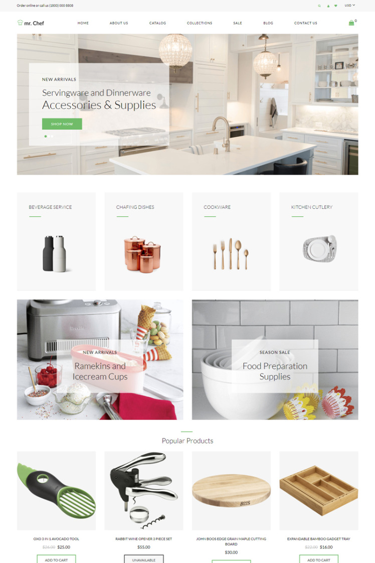 mr Chef Housewares Minimalistic Shopify Theme #76288
