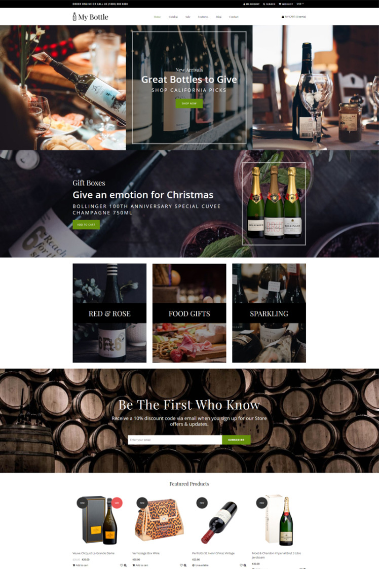 MyBottle Drinks Beverages Clean Shopify Theme #76259