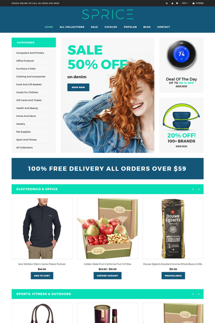 Sprice Powerful Clean Bootstrap Shopify Theme