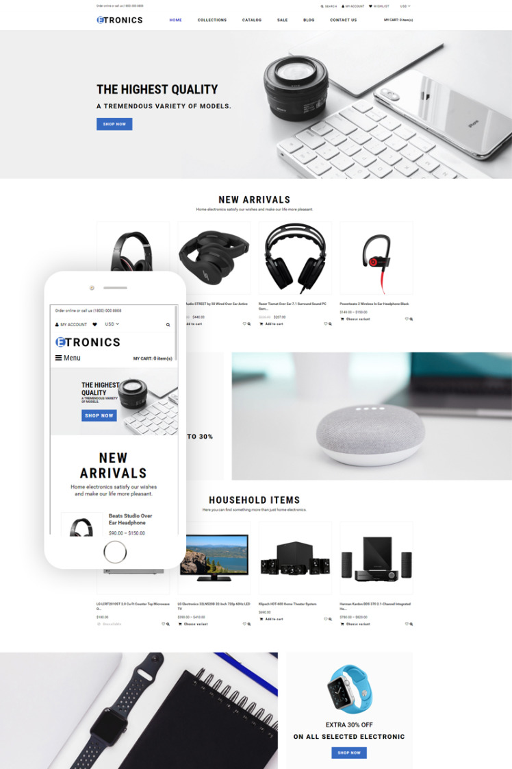 ETRONIX Electronics Store ReadyToUse Minimalistic Shopify Themes