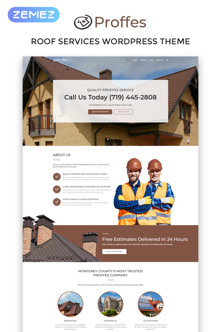 Proffes Roof Services Multipurpose Classic WordPress Elementor Theme