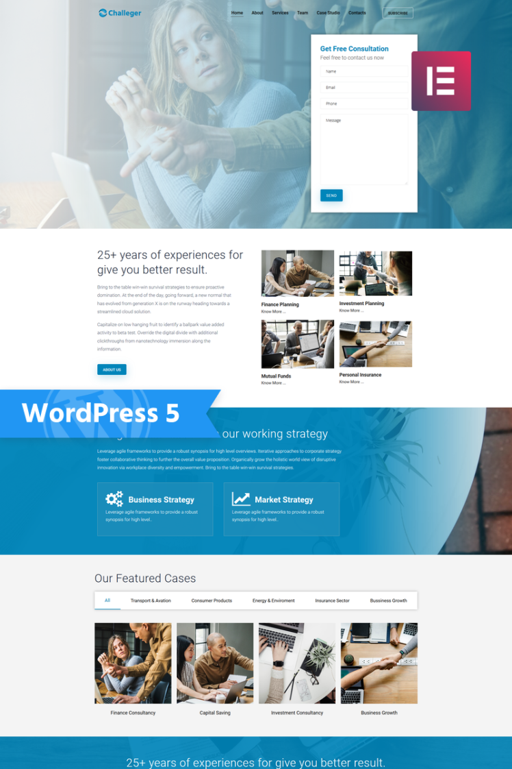 Challeger Business Consulting Multipurpose Modern WordPress Elementor Theme