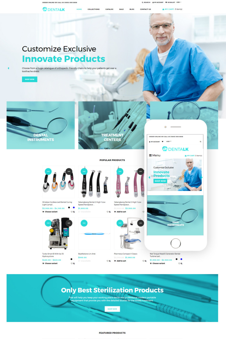 Dentalk Responsive Clean Bootstrap Shopify Theme #76444
