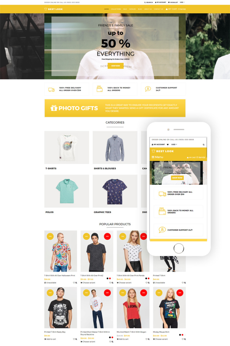Best Look T Shirt Responsive Shopify Theme #76560