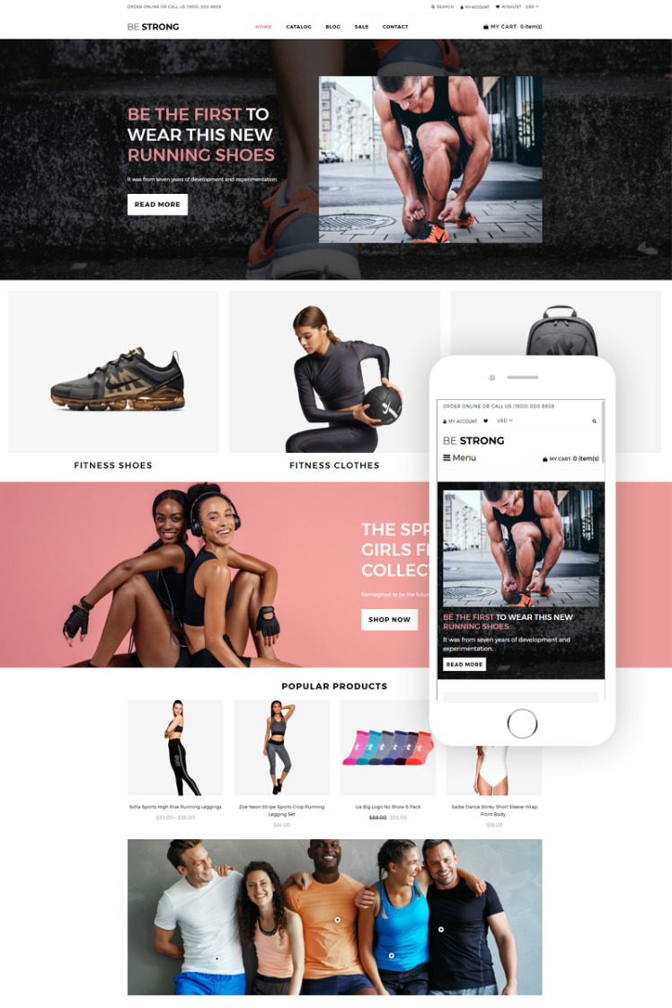 Be Strong Sports Outdoors Travel Clean Shopify Theme