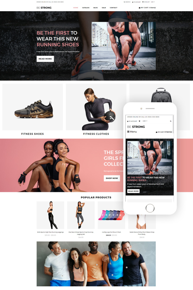 Be Strong Sports Outdoors Travel Clean Shopify Themes