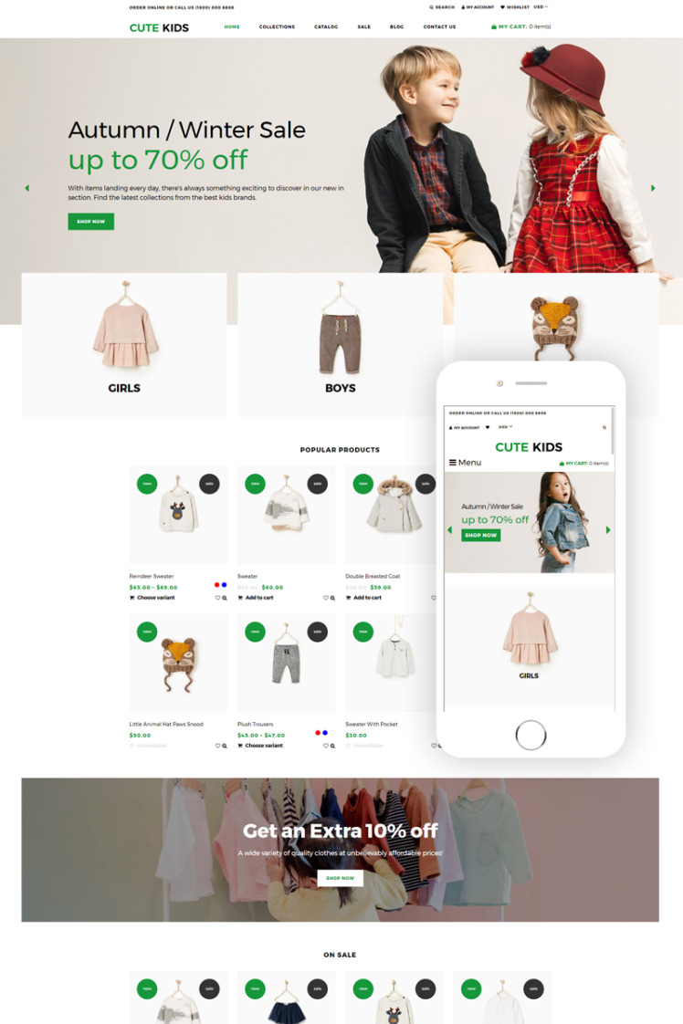 Cute Kids Fashion Responsive Clean Shopify Theme #76991