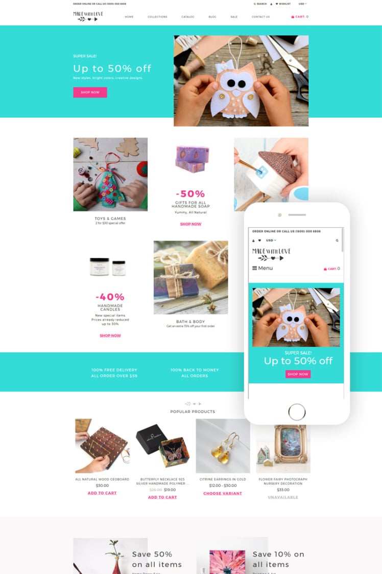 Made with Love Hobbies Crafts Creative Shopify Theme