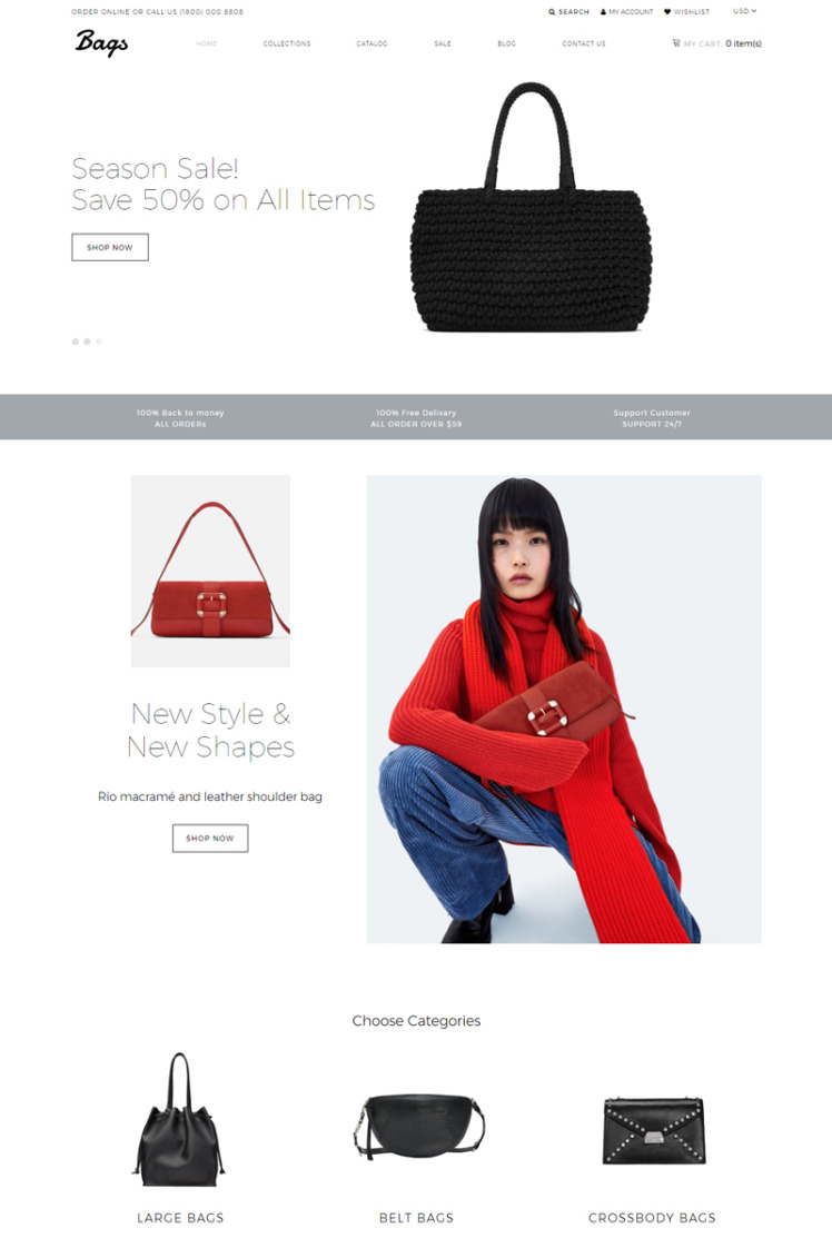 Bags Fashion Store Clean Shopify Theme #77565