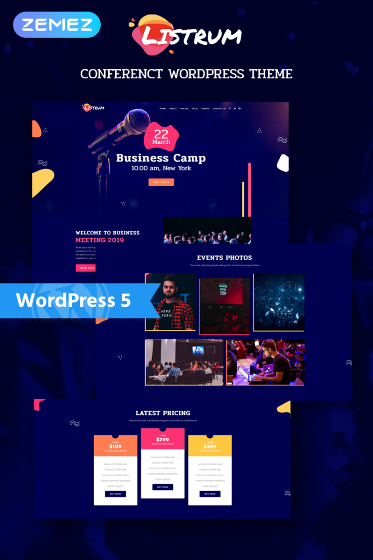 Listrum Conference One Page Animated WordPress Elementor Theme
