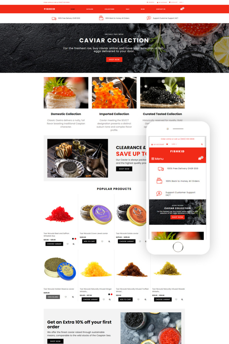 FISHKID Food Store Creative Shopify Theme #77650