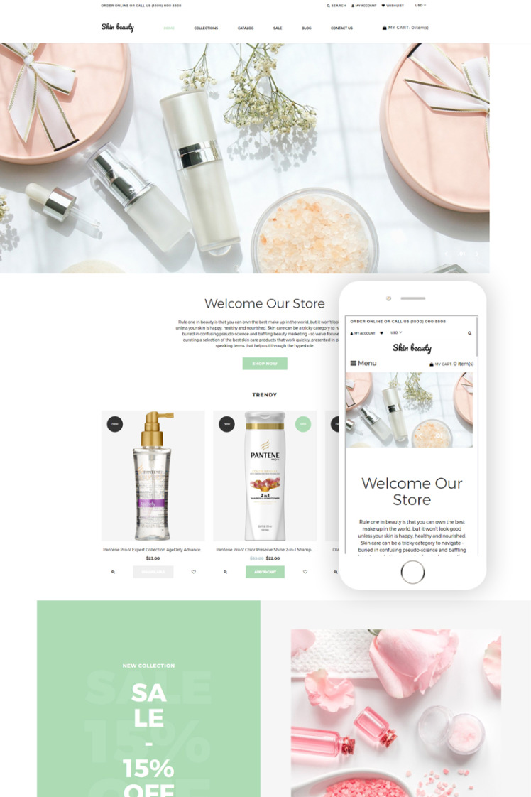Skin beauty Cosmetics Store Clean Shopify Theme