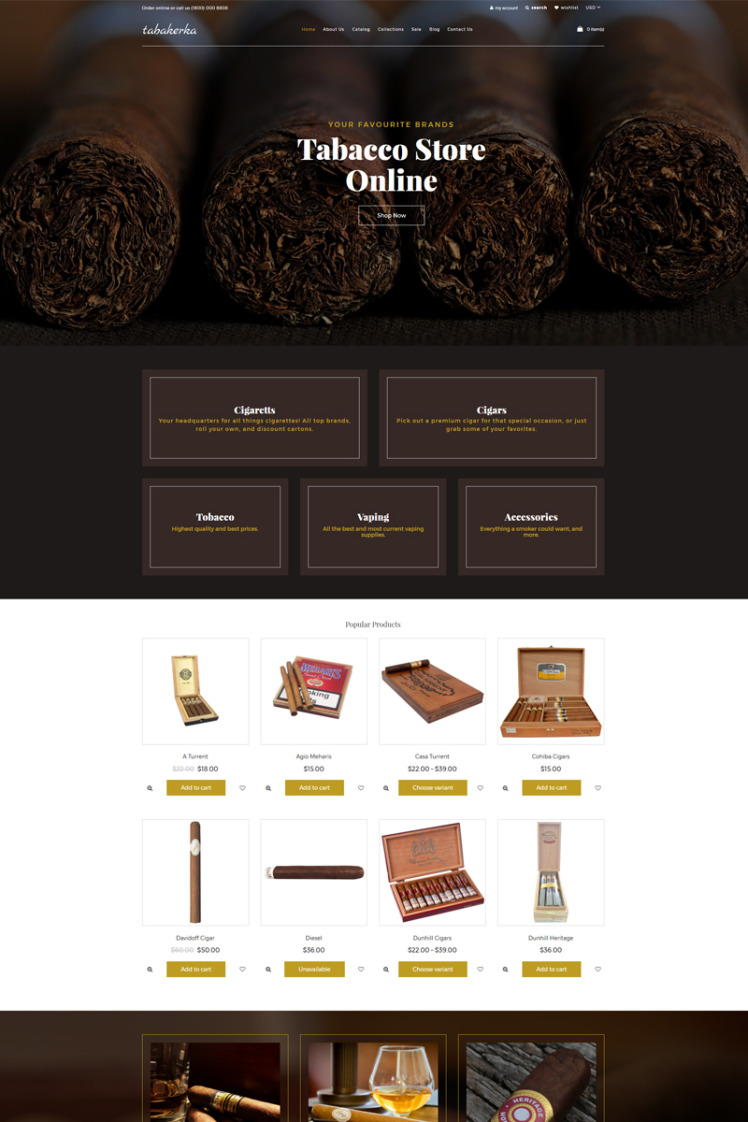 Tabakerka Tobacco Multipage Clean Shopify Theme #77717