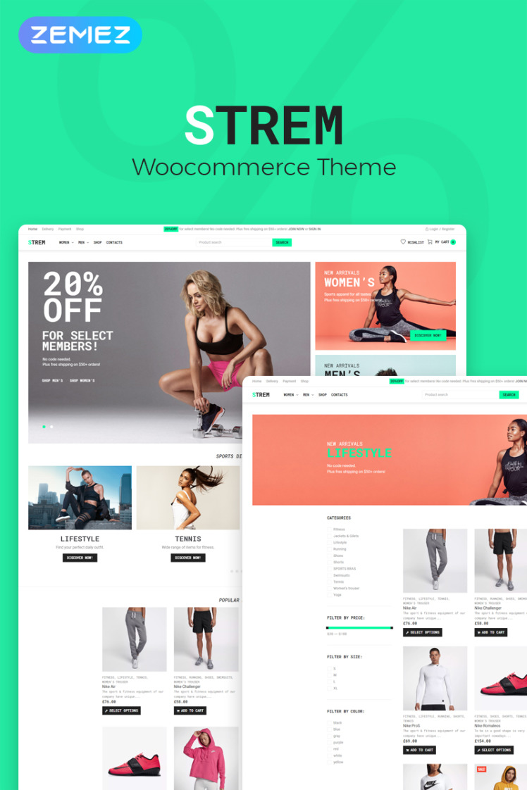 Strem Sports Store ECommerce Minimal Elementor WooCommerce Themes