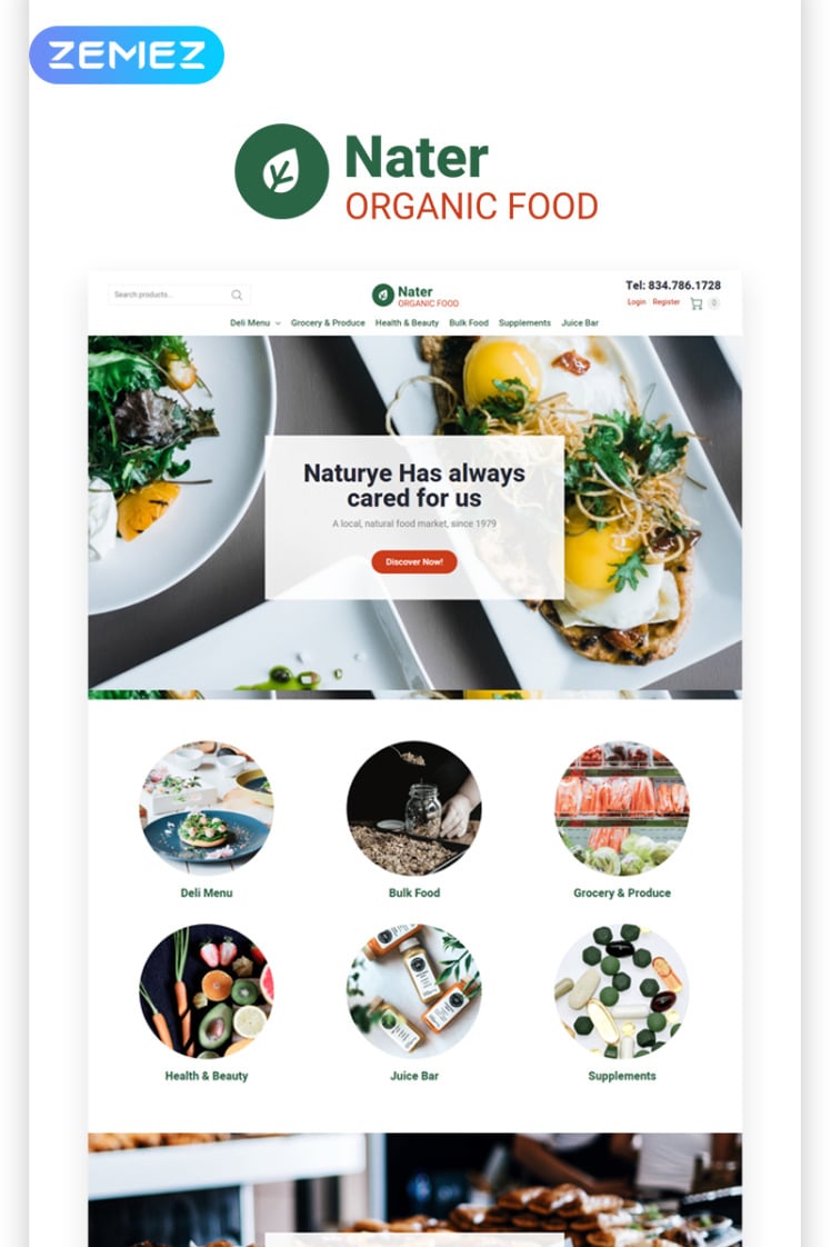 Nater Organic Food ECommerce Modern Elementor WooCommerce Theme