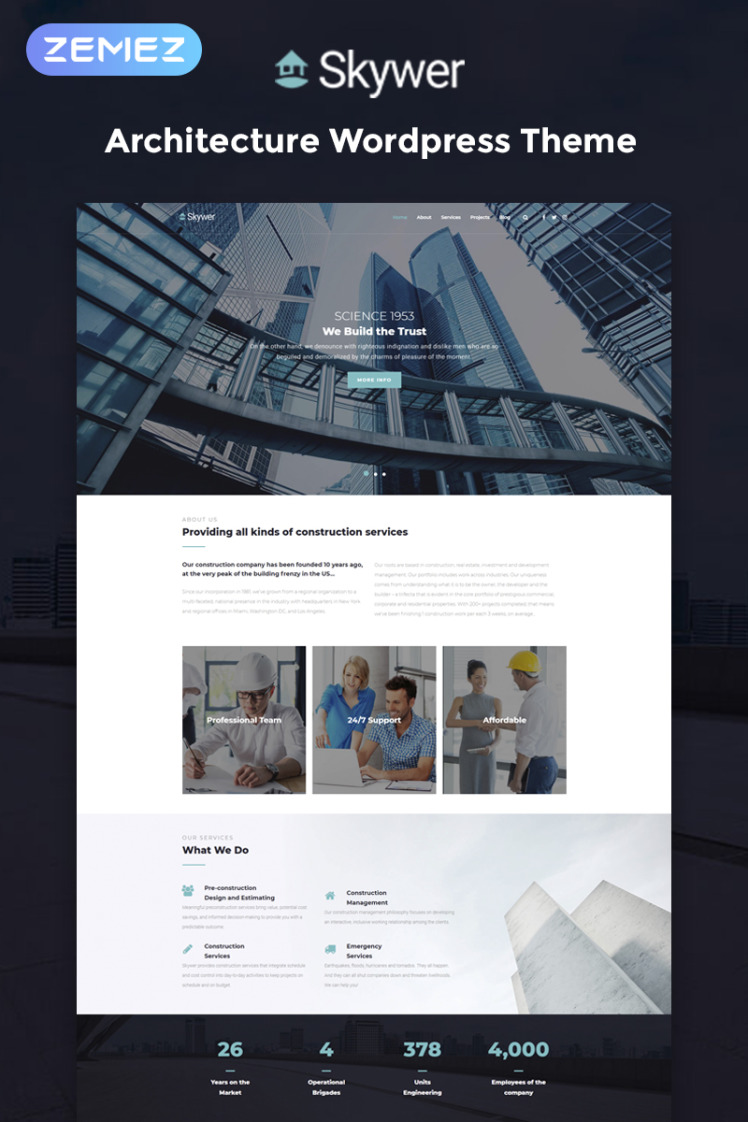Skywer Architecture Multipurpose Modern Elementor WordPress Theme