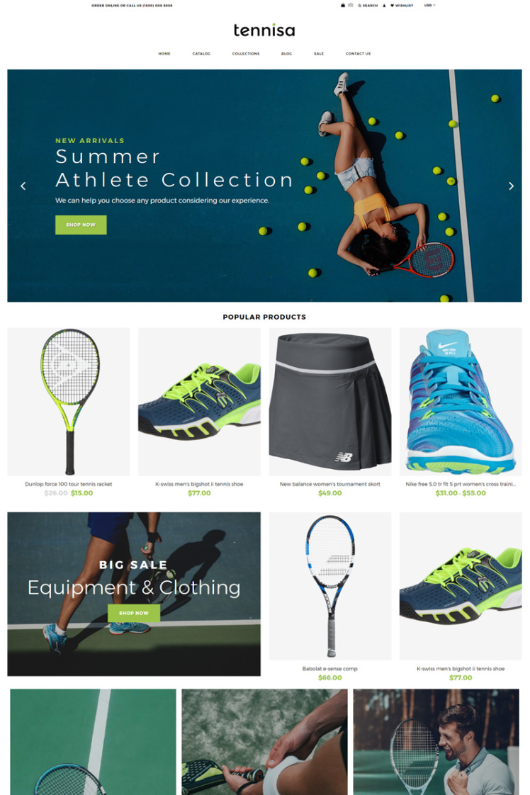 Tennisa Tennis Store Clean Shopify Theme