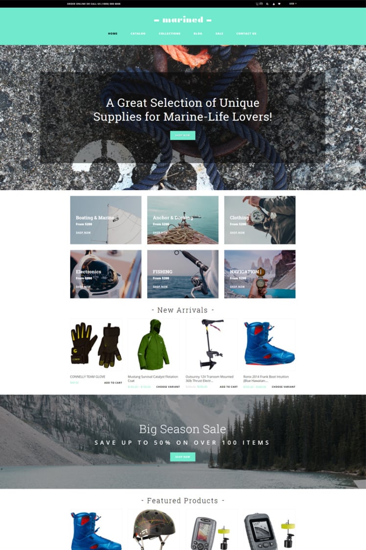 Marined Boating Accessories Clean Shopify Themes