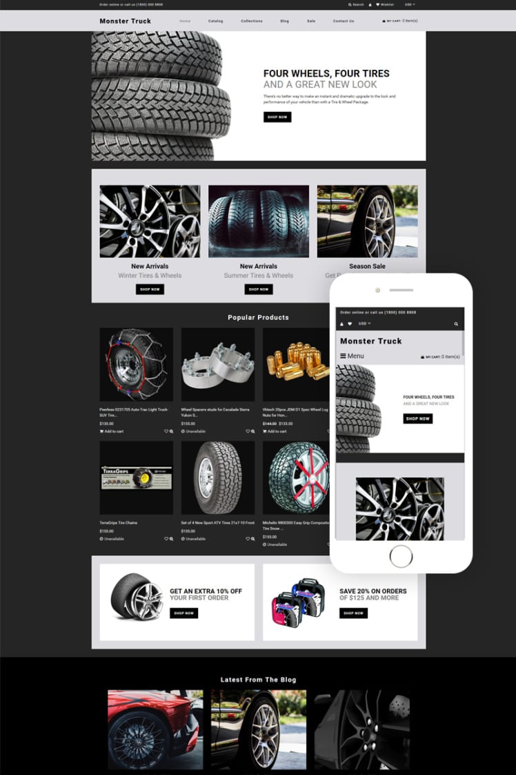 Monster Truck Auto Parts Clean Shopify Themes