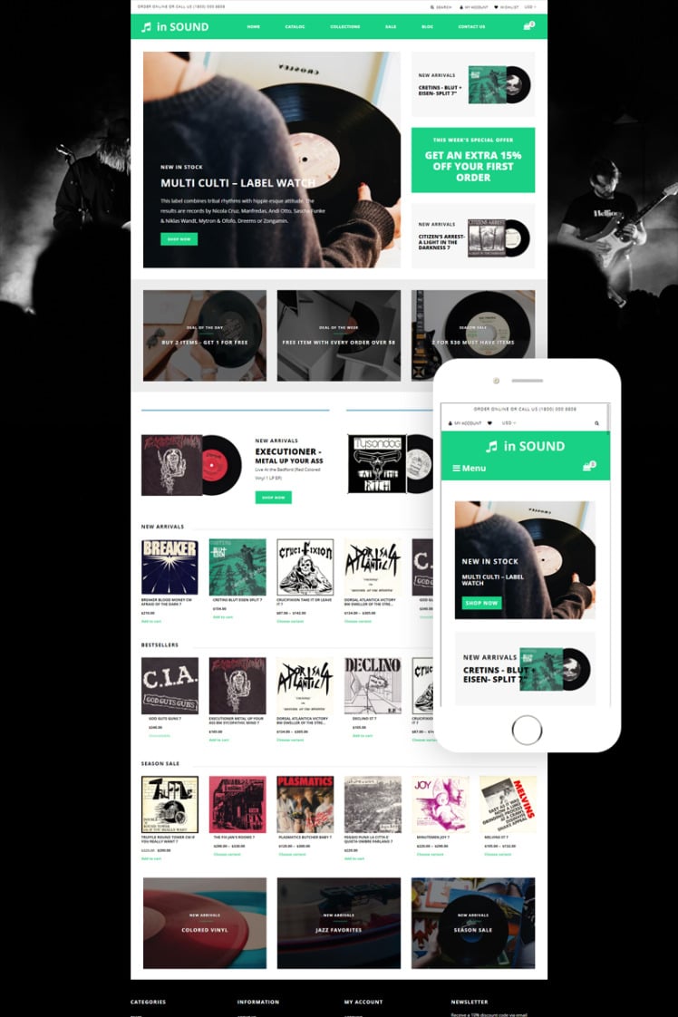 In Sound Music Store Creative Shopify Theme #78910