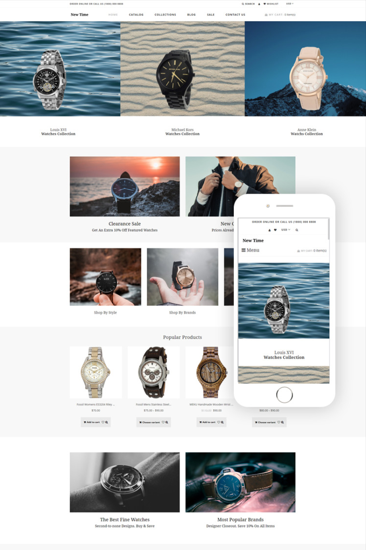 New Time Watches Clean Shopify Theme #78909