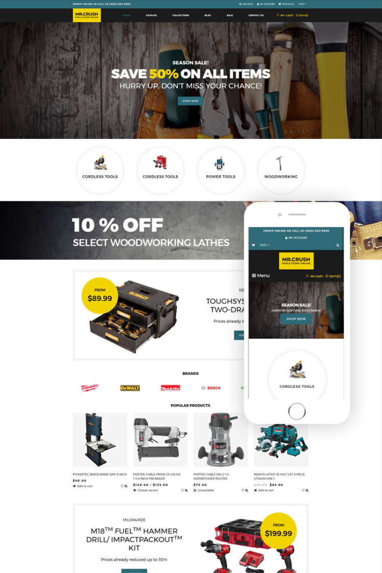 Mr Crush Tools Equipment Multipage Clean Shopify Theme #79013