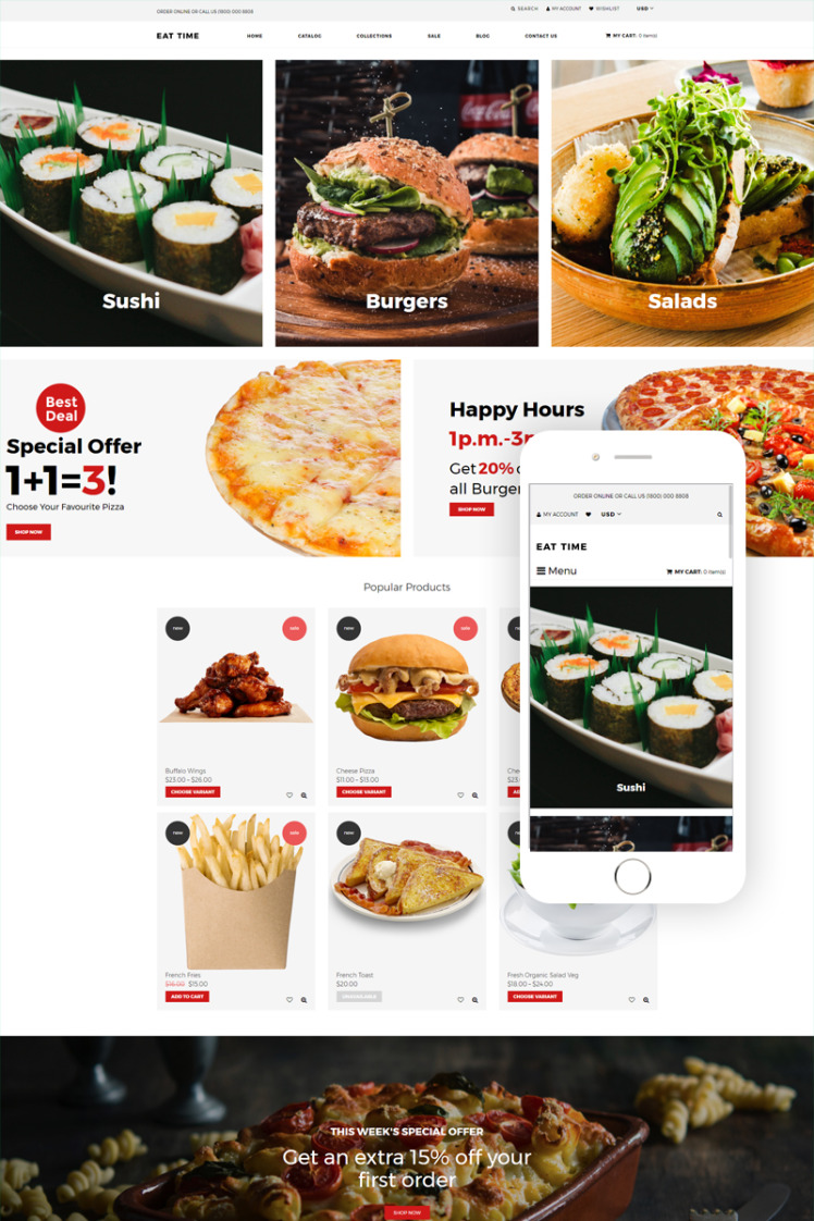 Eat time Food Store Clean Shopify Themes