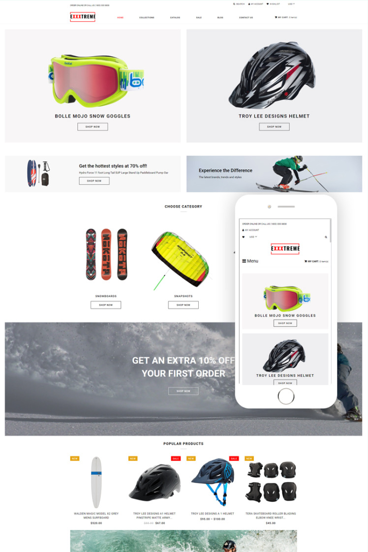 Exxxtreme Extreme Sports E commerce Clean Shopify Theme #79167