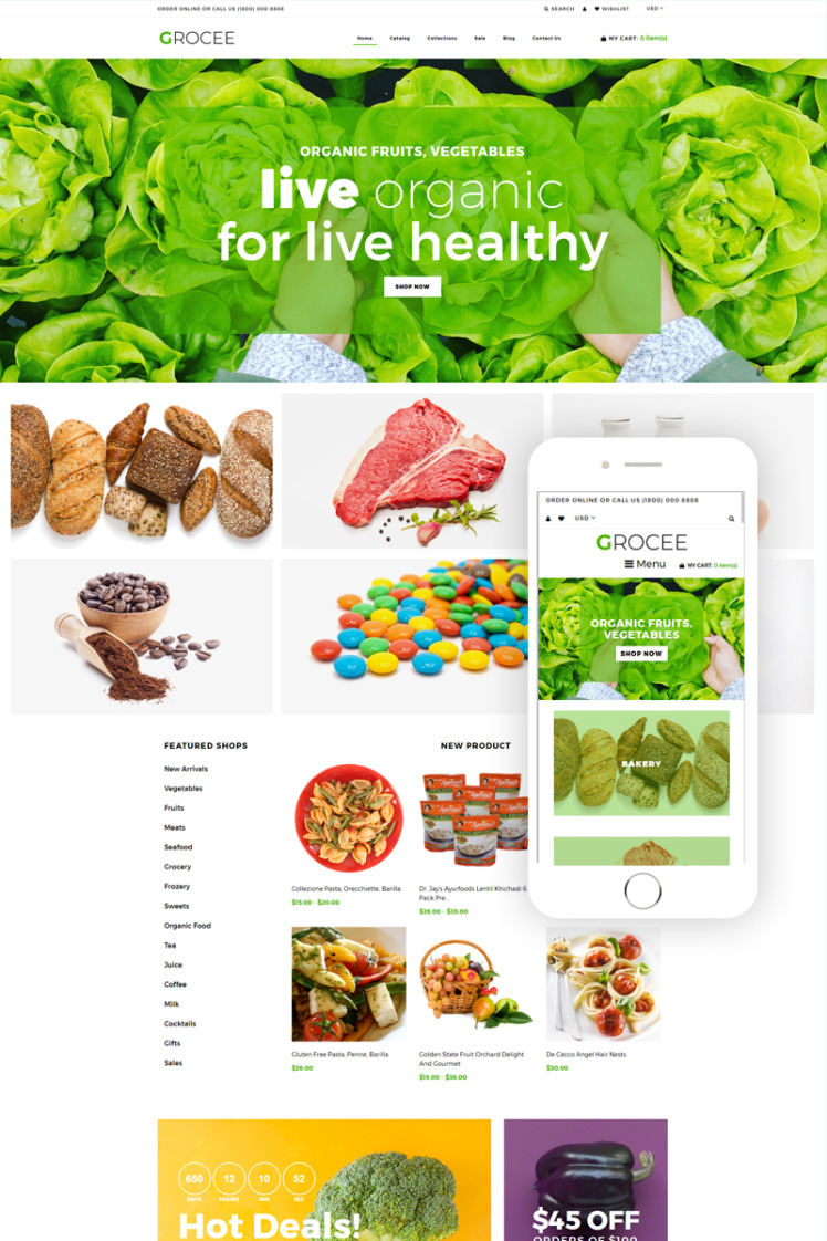 GROCEE Food Store Multipage Clean Shopify Theme #79196