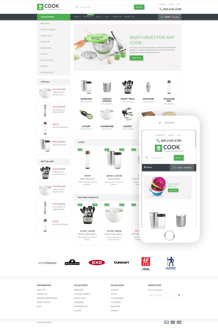 Cook Housewares Multipage Clean Shopify Theme #79203