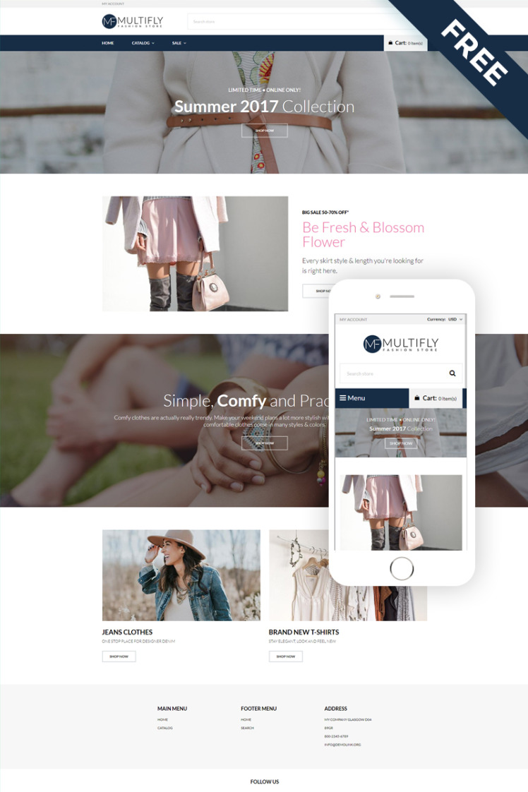 Multifly Fashion Store Free Elegant Shopify Theme #79210