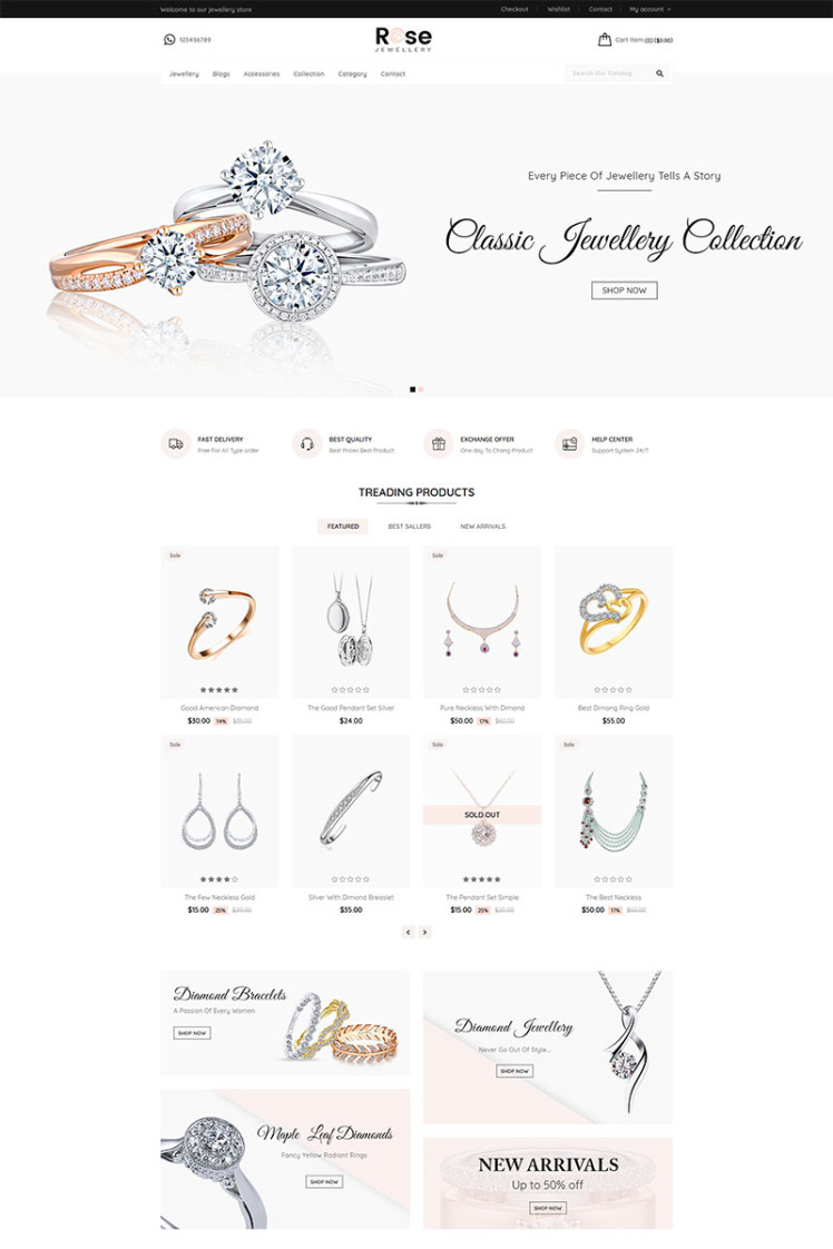 Rose Jewellery Shopify Theme #79592