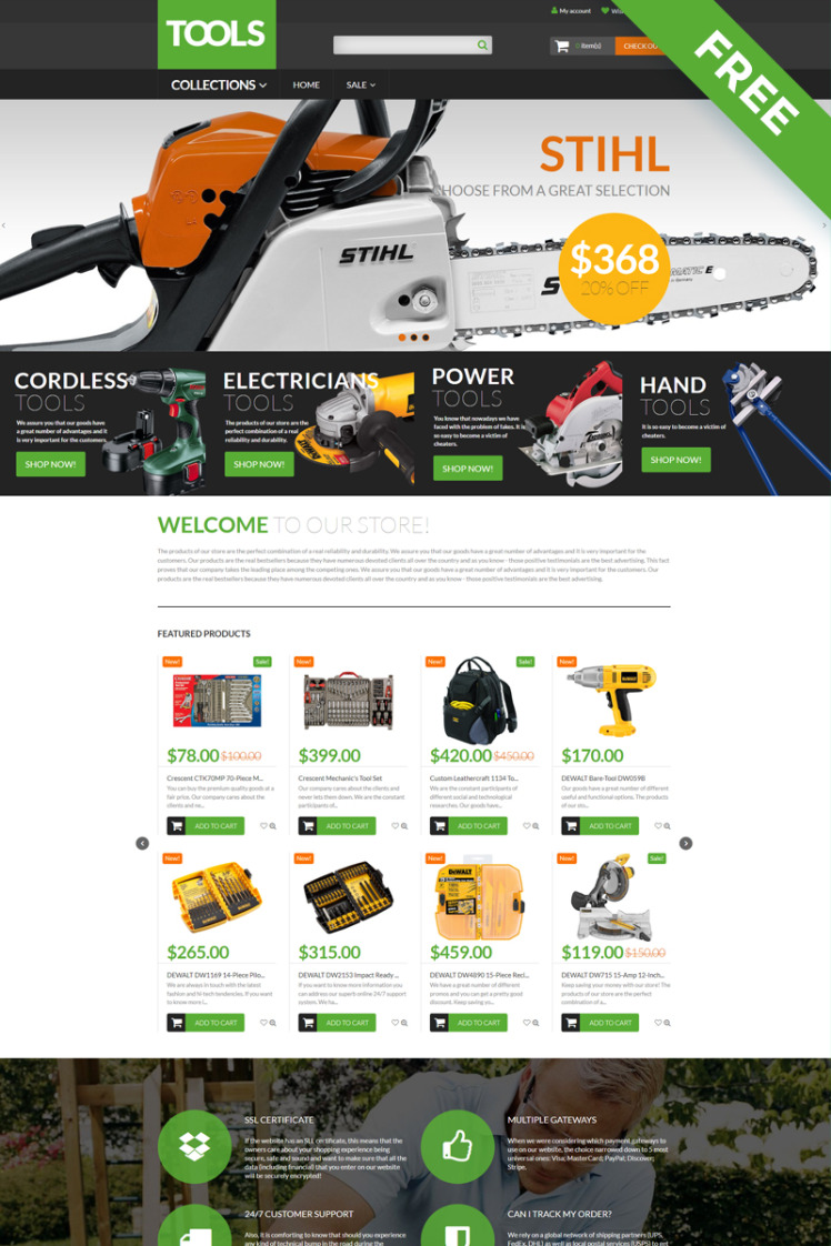 Tools Tools Equipment Free Clean Shopify Theme #79517