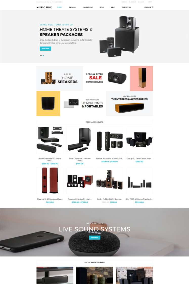 Music Box Music Store Clean Shopify Theme #80065