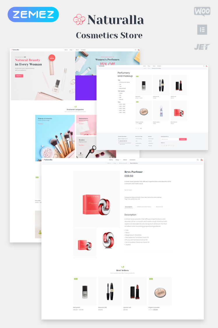 Naturalla Cosmetics ECommerce Modern Elementor WooCommerce Themes