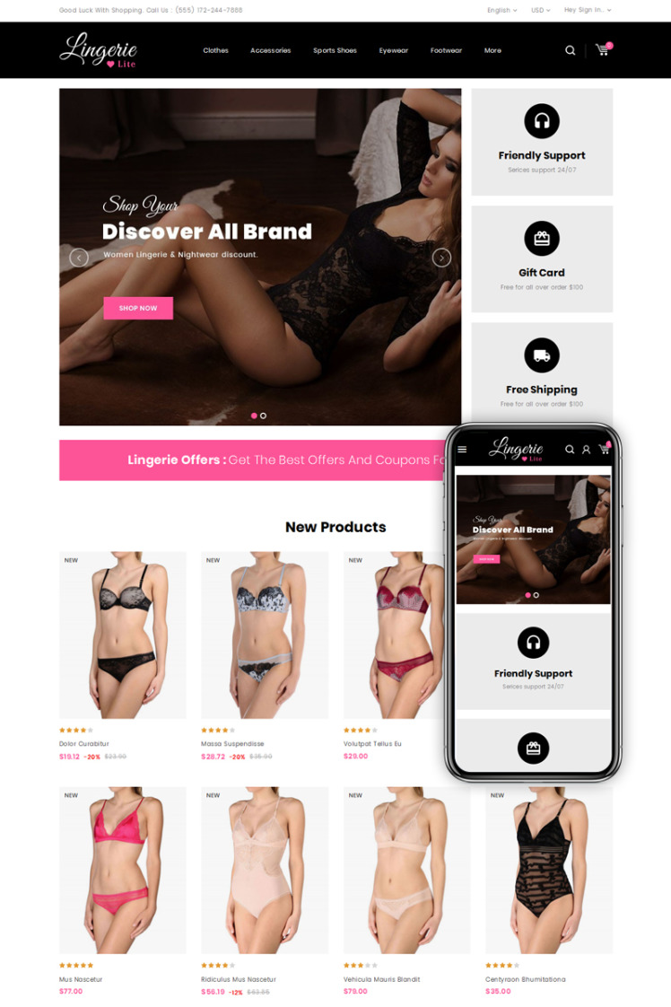 Lingerie Lite Womens Store PrestaShop Themes