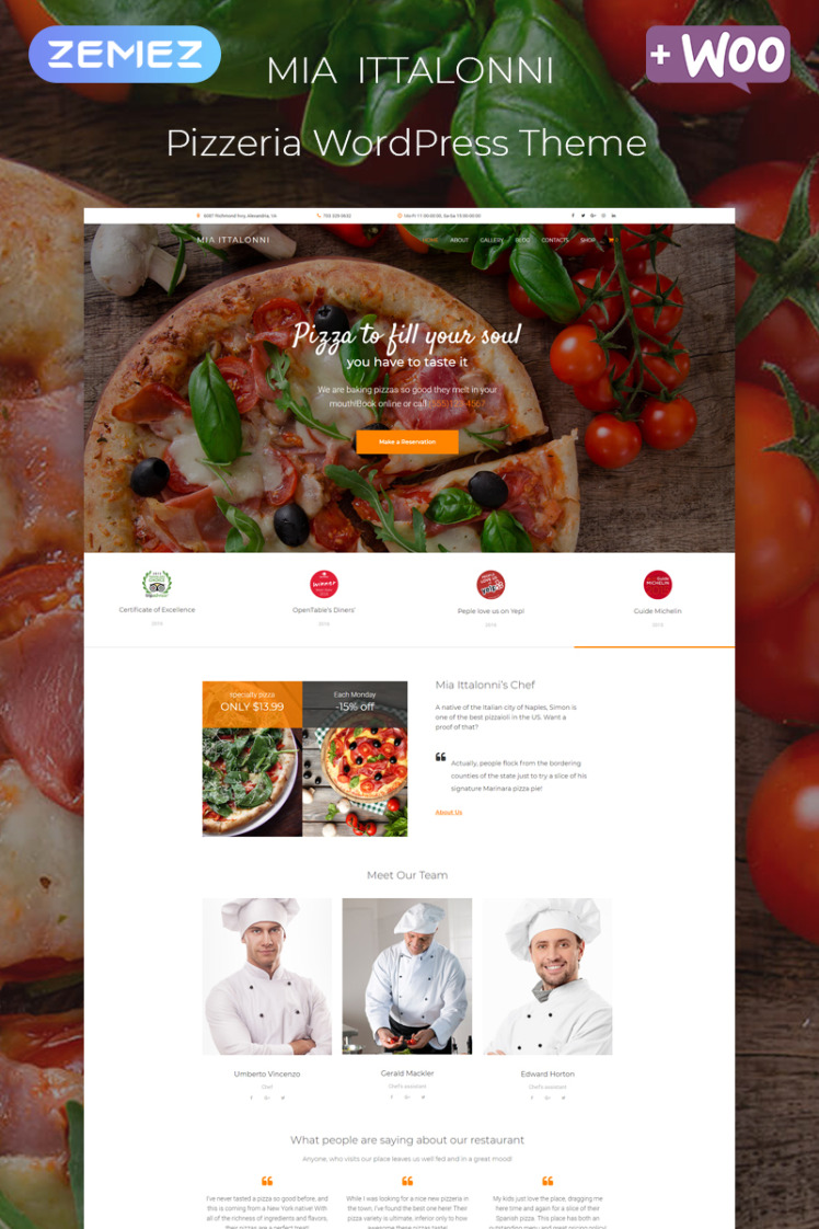 Mia Ittalonni Pizzeria ECommerce Modern Elementor WordPress Themes