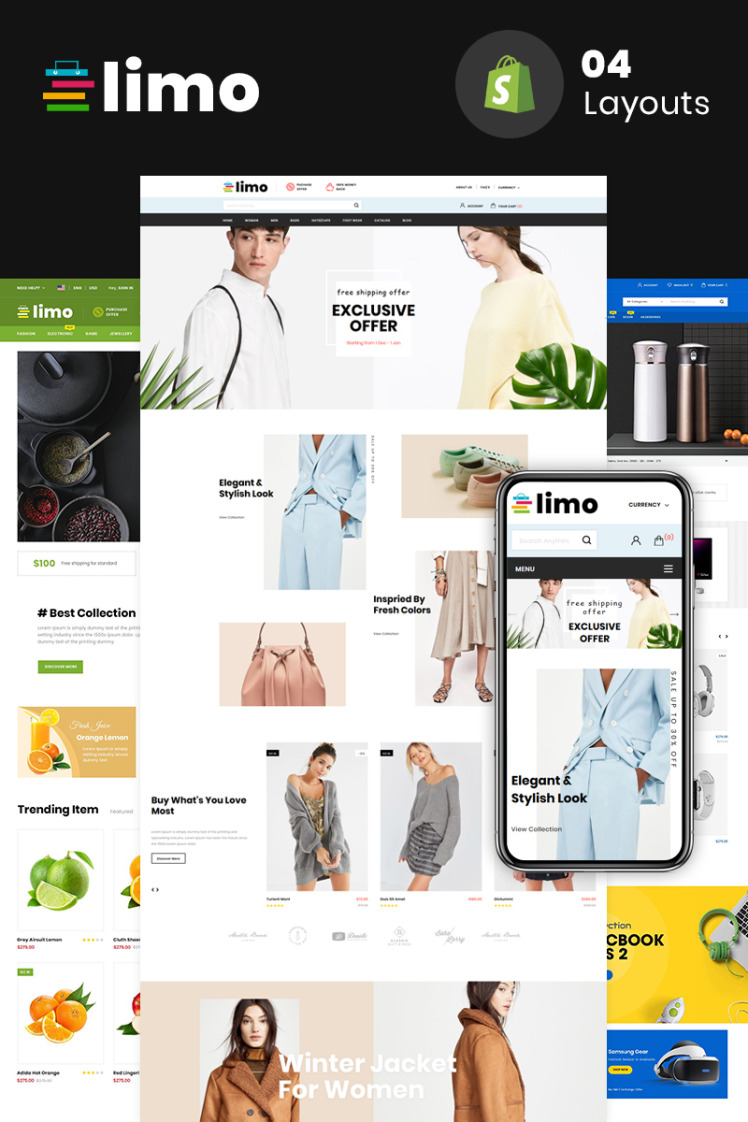 Limo Sectioned Multipurpose Store Shopify Theme #80416