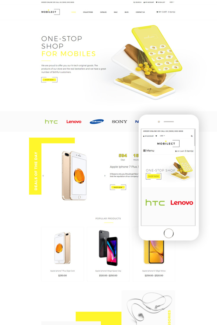 Mobilect Mobile Store Multipage Clean Shopify Theme #80708
