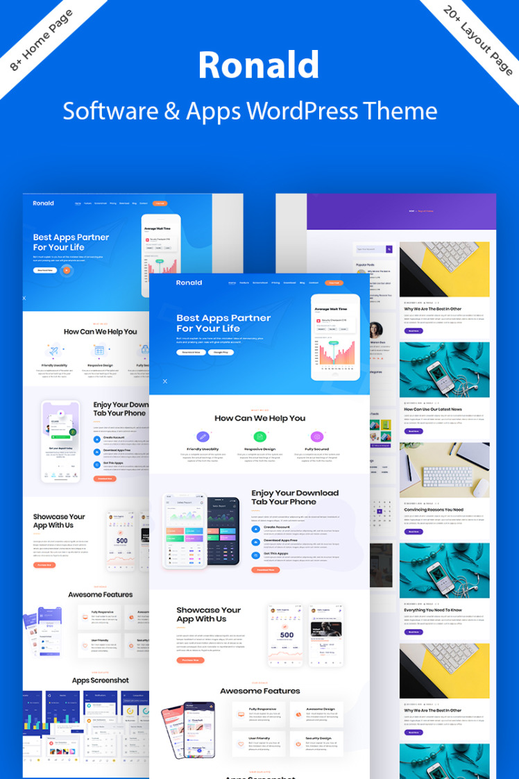 Ronald Software amp App Landing WordPress Theme