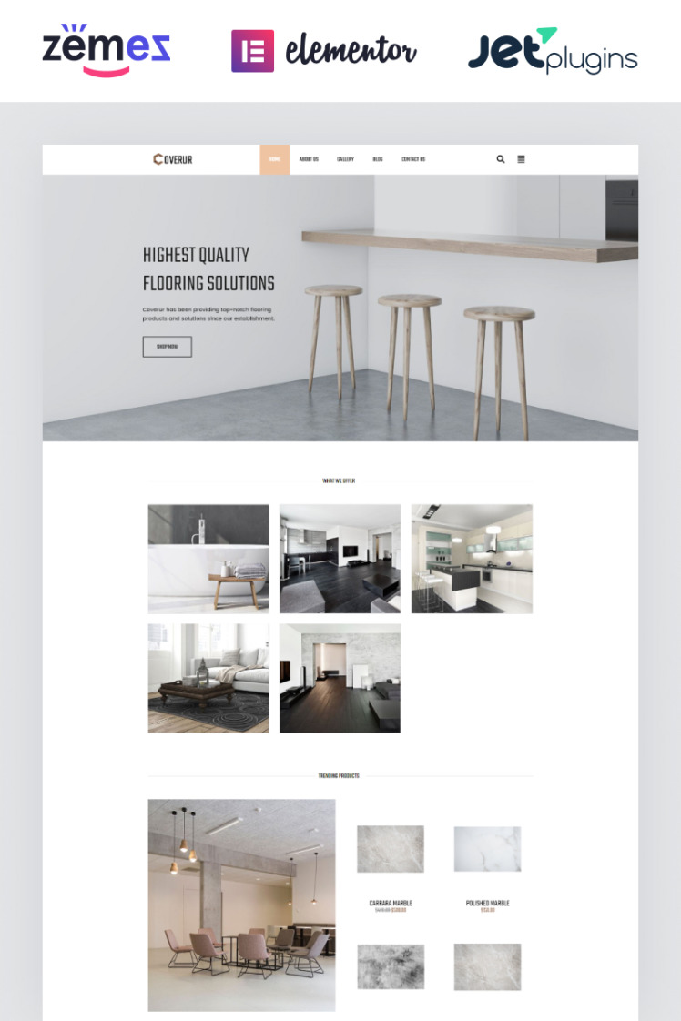 Coverur Flooring Company Multipurpose Minimal WordPress Elementor Theme